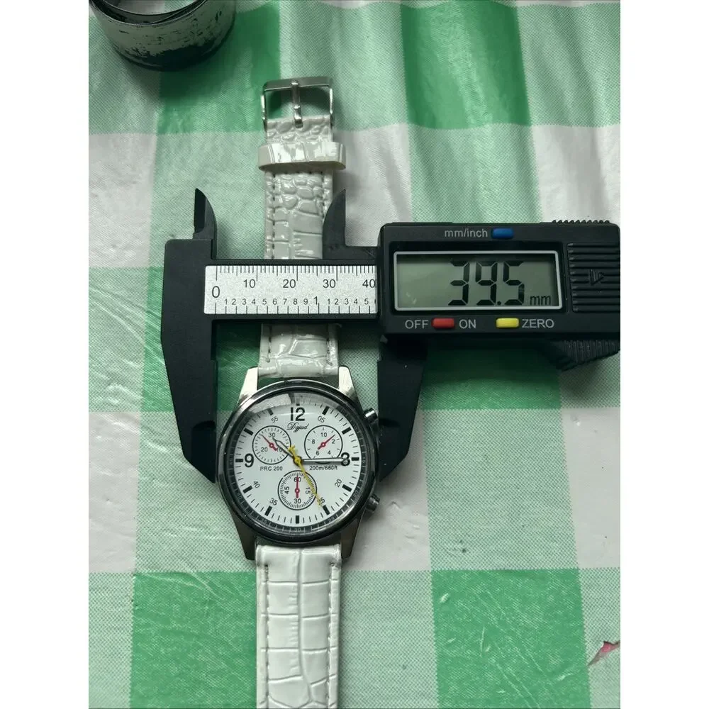 Dgjud Dark Silver Tone White Band Quartz Watch